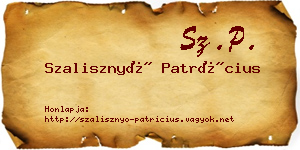 Szalisznyó Patrícius névjegykártya